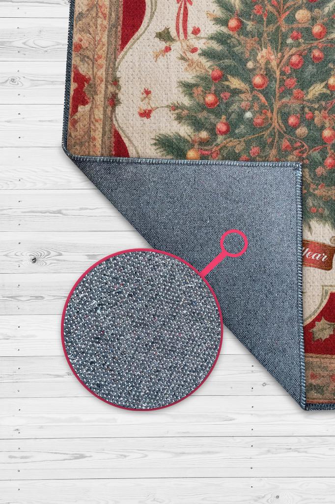 Yeni Yıl Temalı Halı Çok Renkli Yeni Yıl Parti Halısı Yılbaşı Temalı Hediyelik Halı