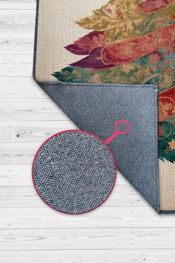 Yeni Yıl Temalı Halı Krem Renkli Yeni Yıl Parti Halısı Minimal Yılbaşı Temal Halı