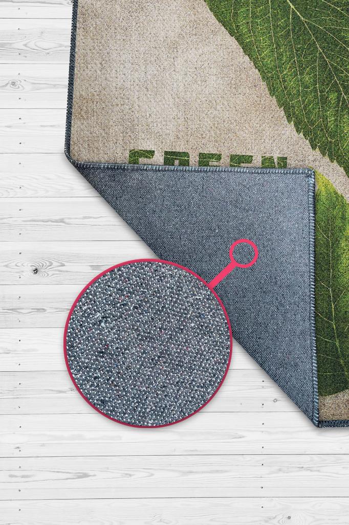 Yeşil Adım Bej Renkli Halı Doğa Severler İçin Hediyelik Yeşil Renk Halı Modern Yazlık Halı