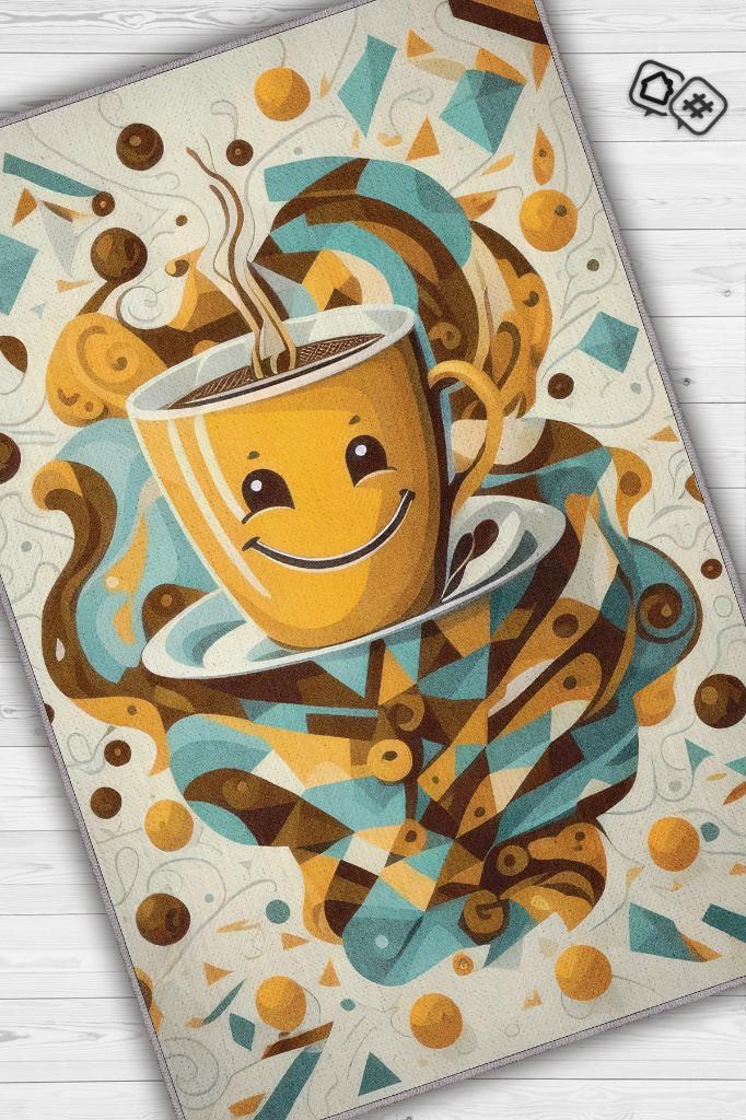 Kahve Güldürür Çok Renkli Halı Geometrik Mutfak Halısı Dekoratif Ev Halısı Modern Halı