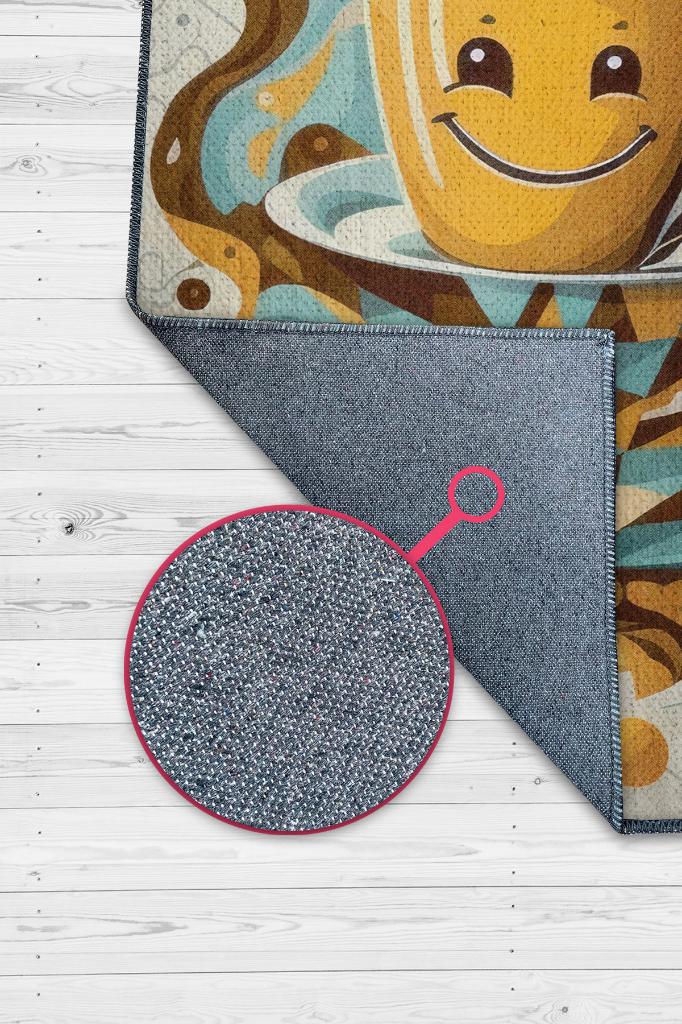 Kahve Güldürür Çok Renkli Halı Geometrik Mutfak Halısı Dekoratif Ev Halısı Modern Halı