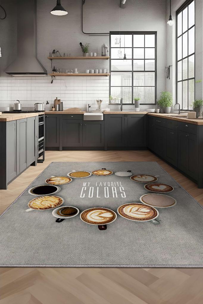 Kahve Renklerim Düz Gri Renkli Halı Kahve Desenli Genç Odası Halı Modern Mutfak Halısı