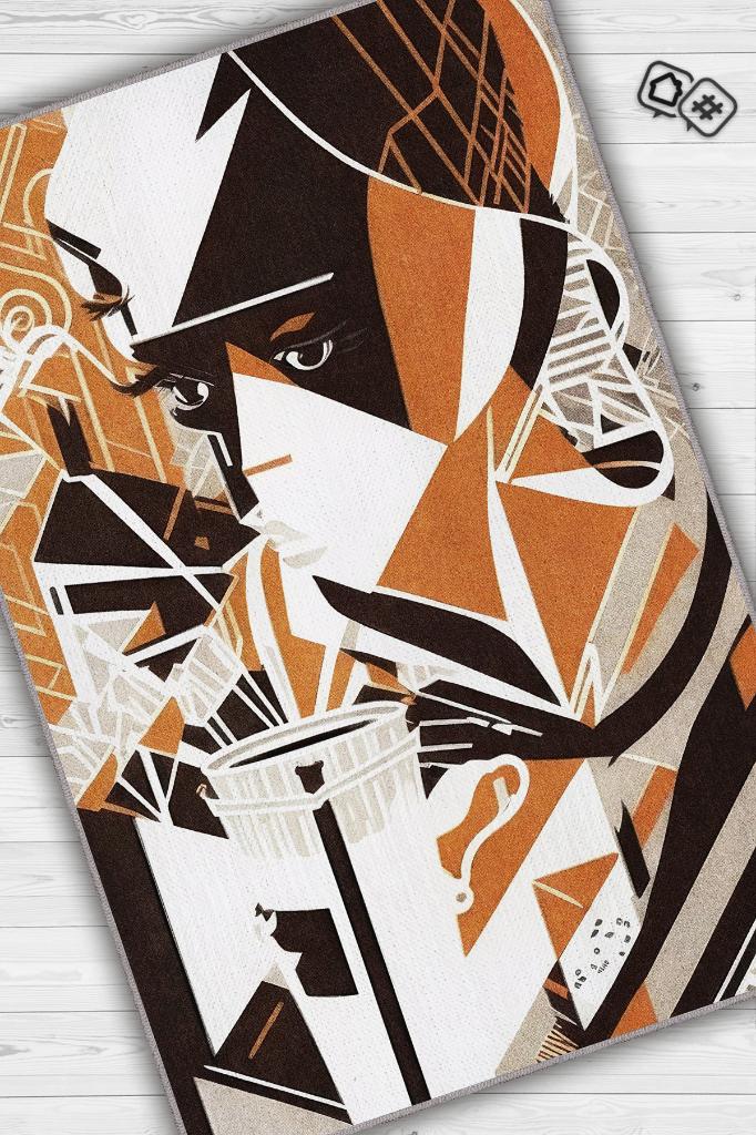 Kahveolik Renkli Moden Halı Turuncu Kahverengi Genç Odası Halısı Modern Geometrik Halı