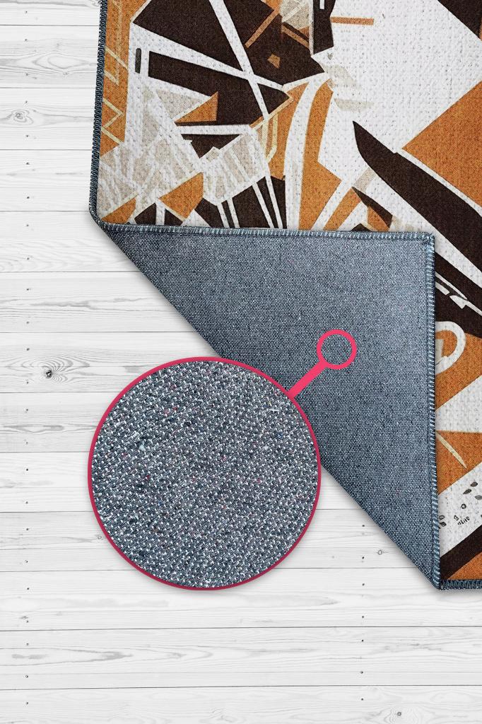 Kahveolik Renkli Moden Halı Turuncu Kahverengi Genç Odası Halısı Modern Geometrik Halı