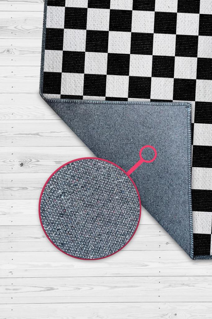 Minimalist Damalı Siyah Beyaz Halı Kareli Oturma Odası Halısı Retro Tarzı Salon Halısı