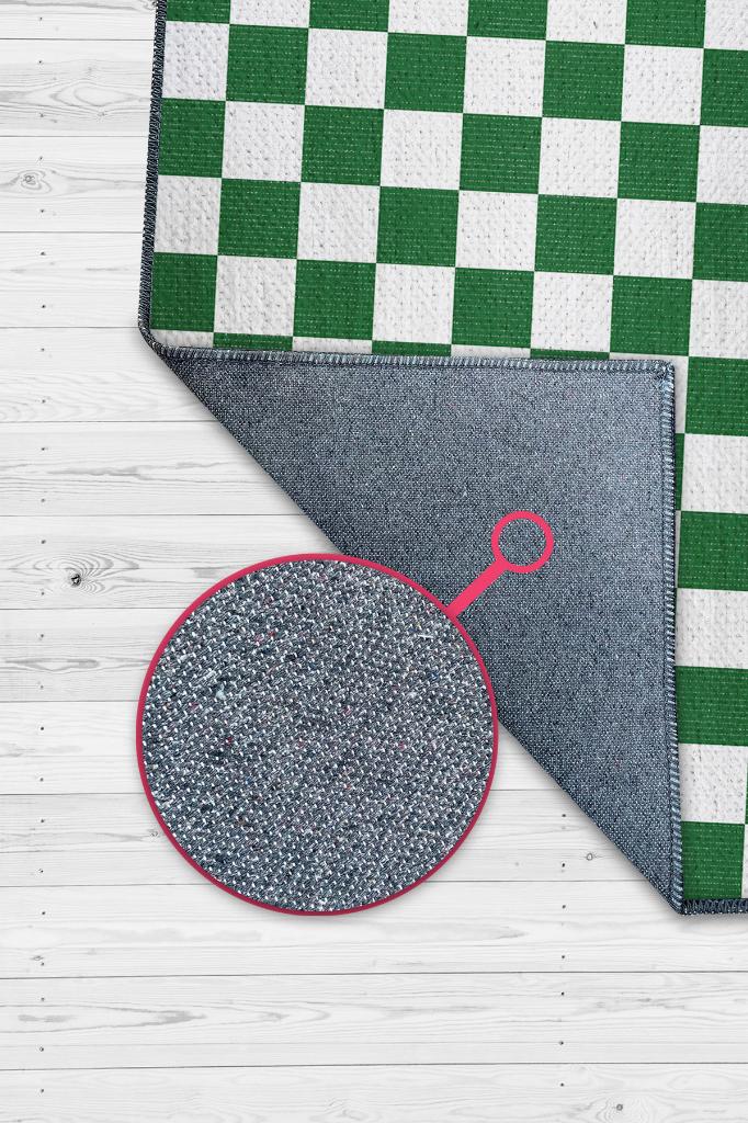 Minimalist Damalı Yeşil Beyaz Halı Kareli Oturma Odası Halısı Retro Tarzı Salon Halısı