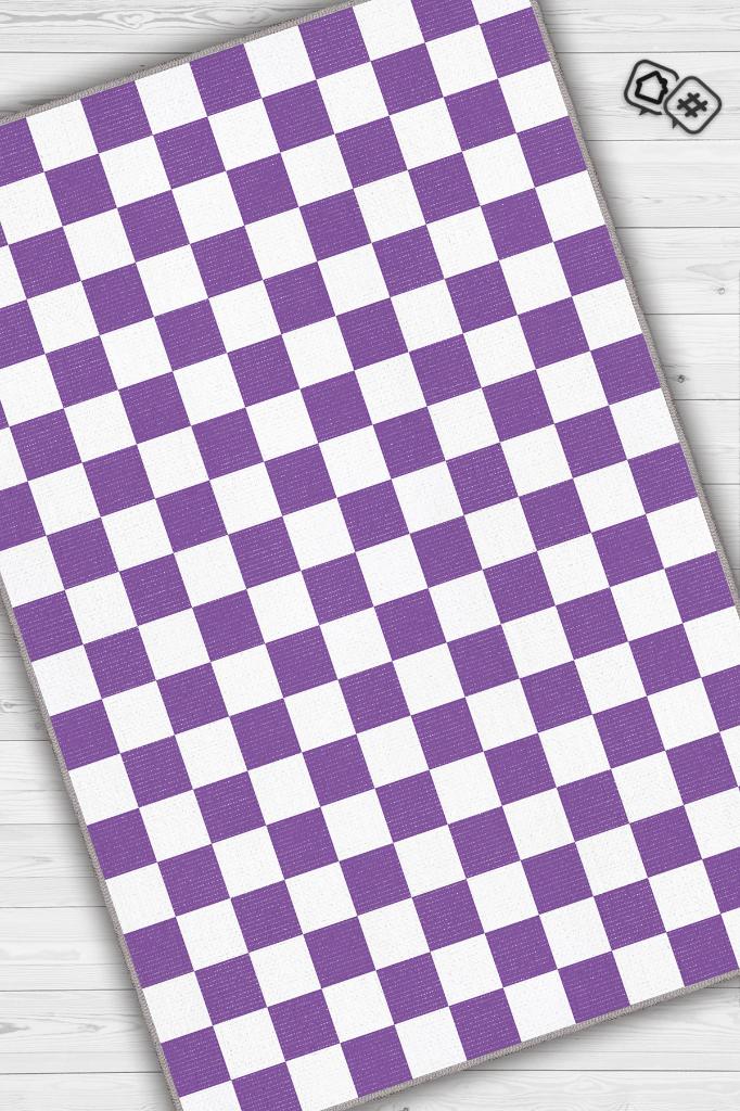 Minimalist Damalı Pembe Beyaz Halı Kareli Oturma Odası Halısı Retro Tarzı Salon Halısı