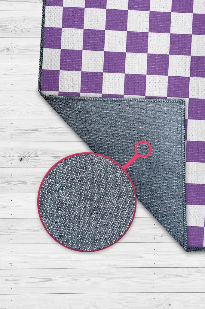 Minimalist Damalı Pembe Beyaz Halı Kareli Oturma Odası Halısı Retro Tarzı Salon Halısı