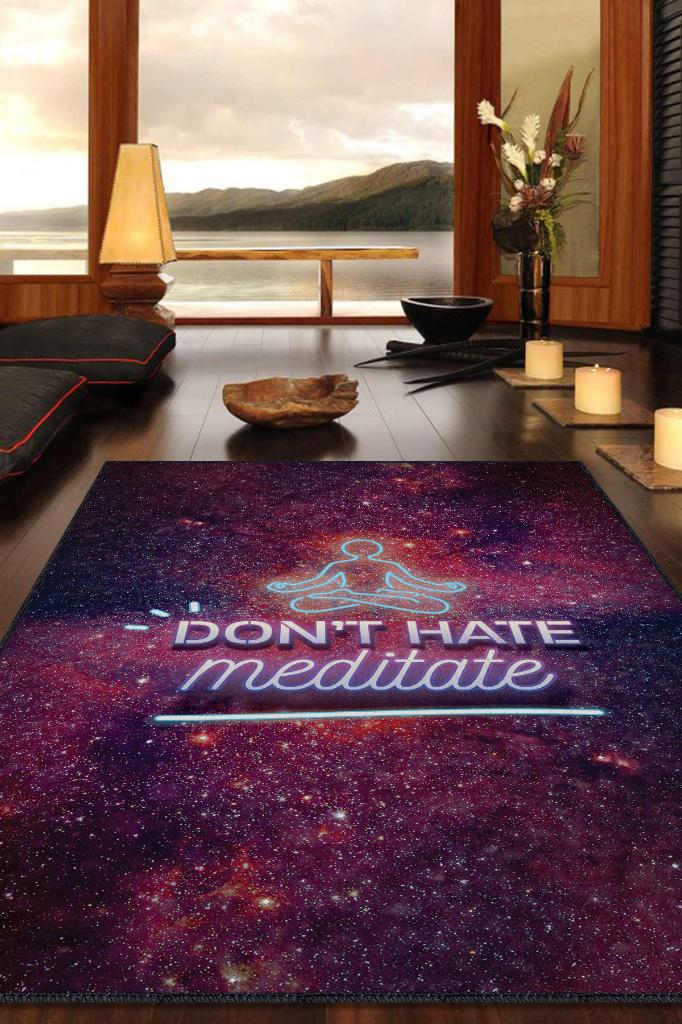 Nefret Etme Meditasyon Yap Lacivert Halı Meditasyon Halısı Özel Tasarım Neon Halı Hediyelik