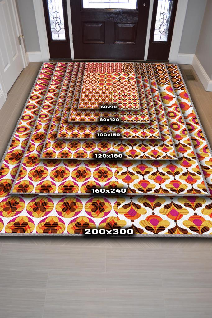 Olumlu Ol Etnik Desenli Halı Geometrik Salon Halısı Çok Renkli Oturma Odası Halısı