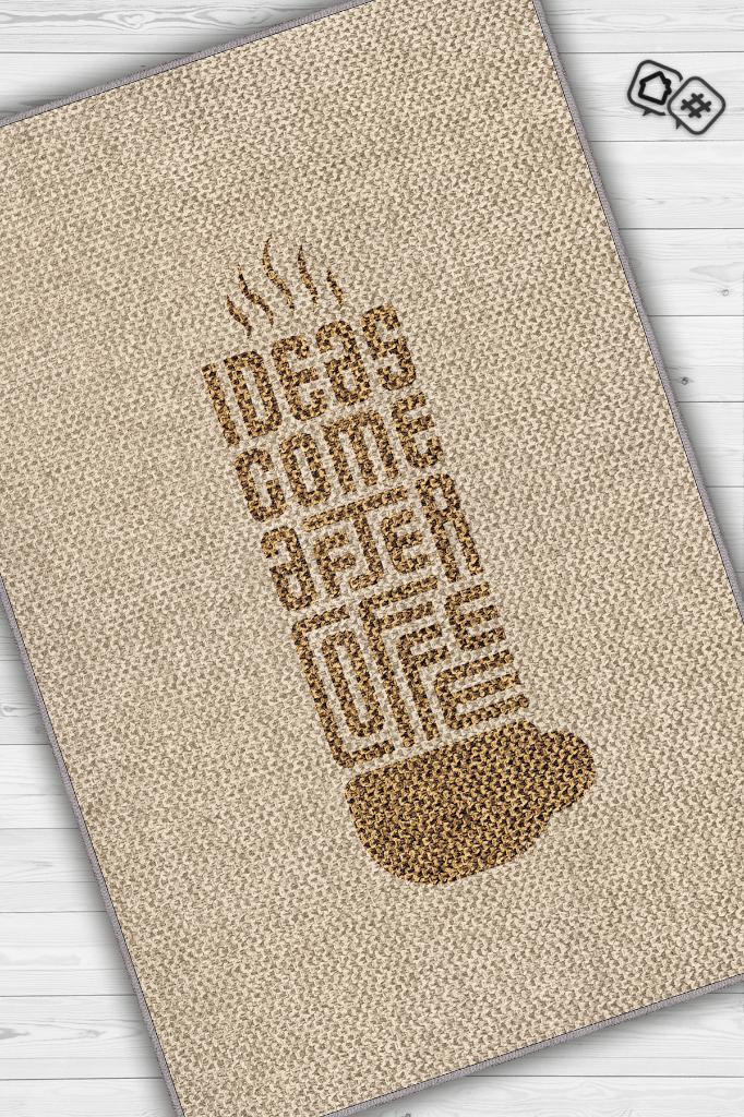 Krem Bej Doku Görünümlü Halı Renkli Geometrik Desenli Modern Oturma Odası Halısı, Minimalist Çalışma Odası Halısı, Pamuklu Dokuma Tabanlı Yıkanabilir Dekoratif Home Office Halısı