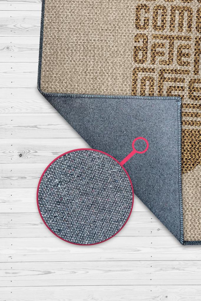 Krem Bej Doku Görünümlü Halı Renkli Geometrik Desenli Modern Oturma Odası Halısı, Minimalist Çalışma Odası Halısı, Pamuklu Dokuma Tabanlı Yıkanabilir Dekoratif Home Office Halısı