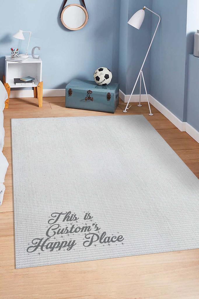Onun Mutlu Yeri Kişiye Özel Kişiselleştirilebilir Dokuma Tabanlı Yıkanabilir Çocuk Halısı