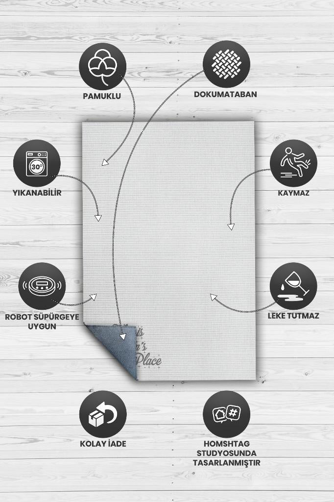 Onun Mutlu Yeri Kişiye Özel Kişiselleştirilebilir Dokuma Tabanlı Yıkanabilir Çocuk Halısı