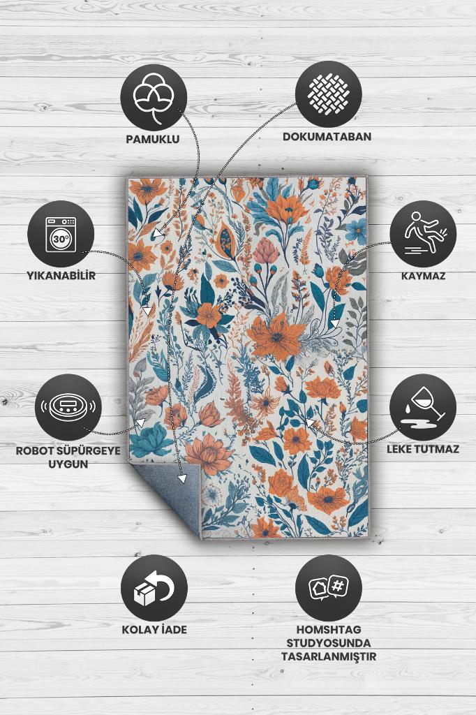 Sarmaşık Gibi Açık Renk Halı Çiçekli Salon Halısı Modern Oturma Odası Halı Şık Renkli Halı