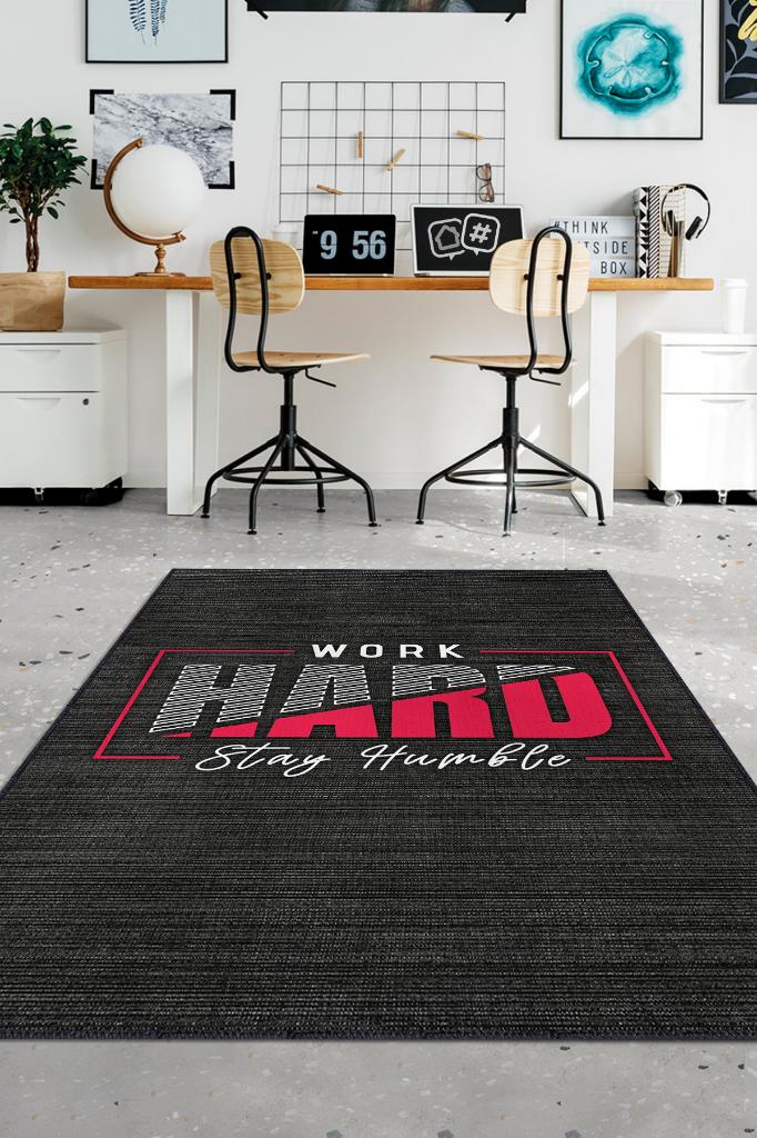 Sıkı Çalış Antrasit Kırmızı Ofis Halısı Dokuma Tabanlı Koyu Renkli Halı Dekoratif Home Office Halısı
