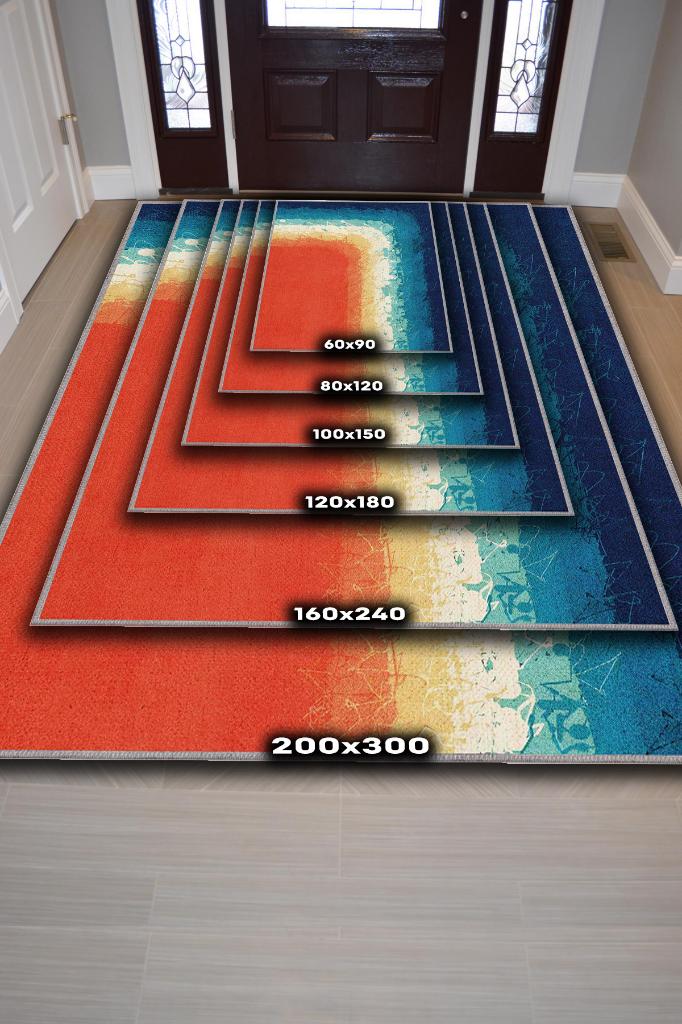 Uzak Dur, Renkli Keep-Off Halı, Soyut Desenli Oturma Odası Halısı, Gökkuşağı, Deniz, Sahil, Güneş Temalı Yazlık Halısı, Pamuklu Dokuma Tabanlı Yıkanabilir Dekoratif Home Salon Halısı