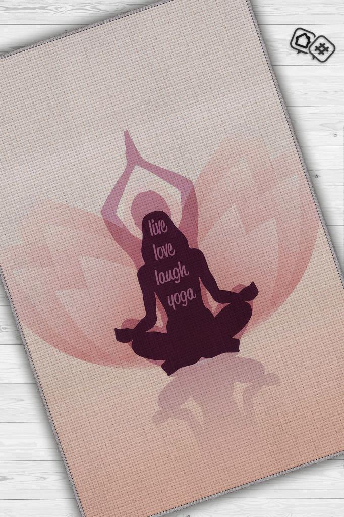 Yaşa Sev Gül Siyah Halı Koyu Renkli Yoga Sever Halısı Hediyelik Yıkanabilir Düz Renk Halı
