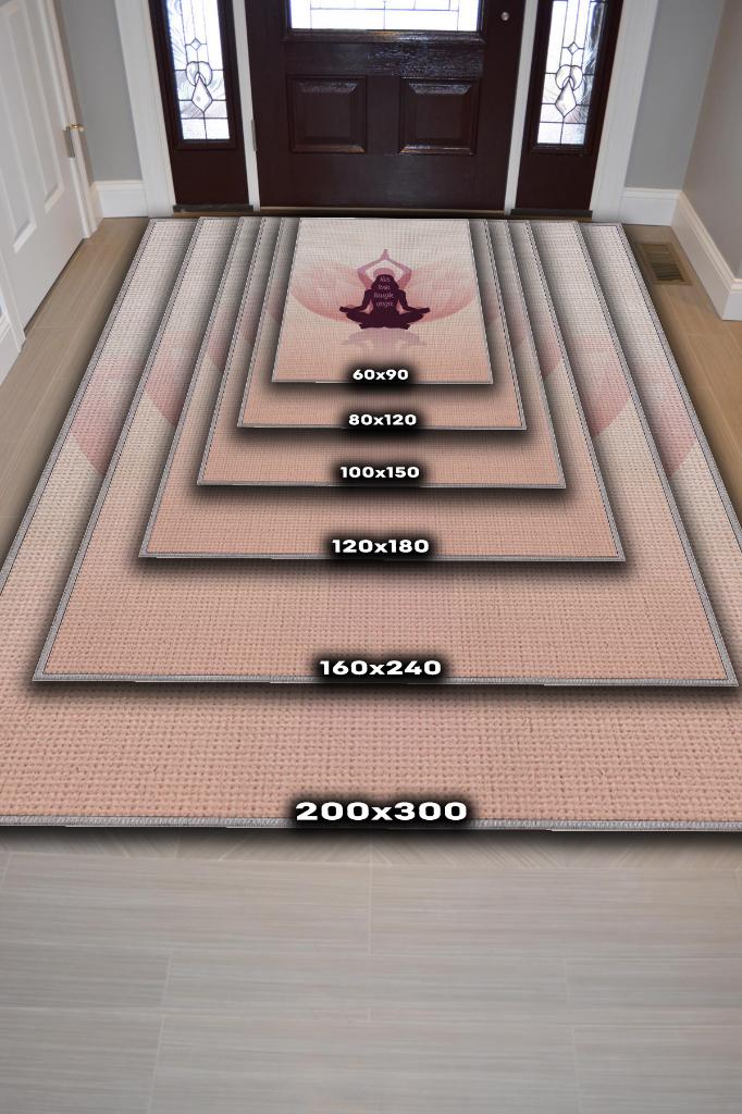 Yaşa Sev Gül Siyah Halı Koyu Renkli Yoga Sever Halısı Hediyelik Yıkanabilir Düz Renk Halı