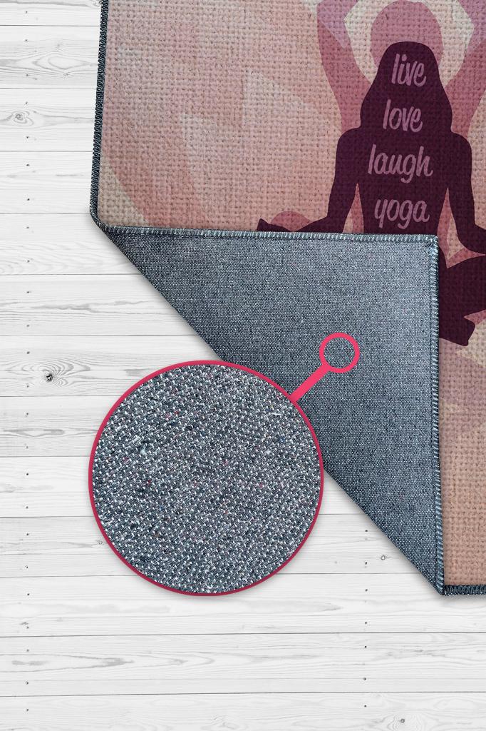 Yaşa Sev Gül Siyah Halı Koyu Renkli Yoga Sever Halısı Hediyelik Yıkanabilir Düz Renk Halı