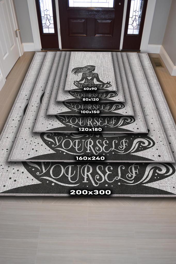 Yogaya Güven Gri Renk Halı Dokuma Modern Meditasyon Sever Halısı Hediyelik Halı