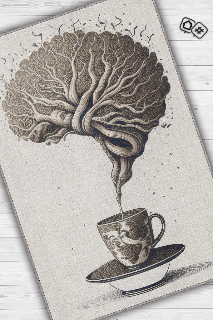 Yükleniyor Bej Kahve Renkli Halı Dekoratif Mutfak Halısı Minimal Kahve Sever Halısı