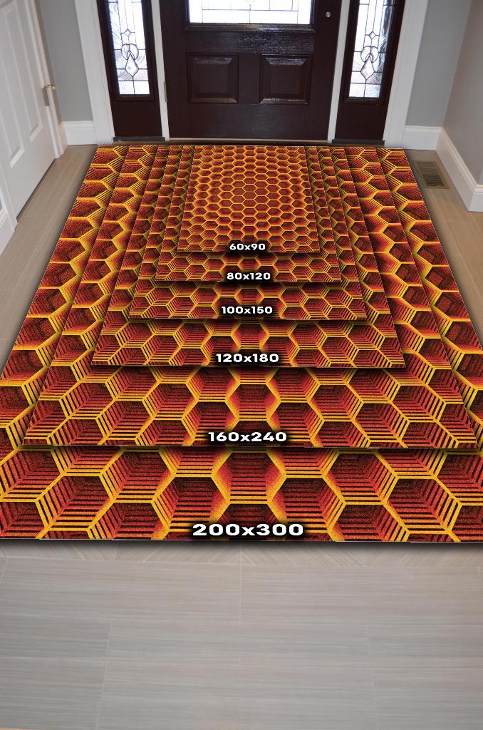 Homshtag 3D Petekler Dokuma Tabanlı Kırmızı Renkli Halı Hayvan Baskılı Renkli Mutfak Halısı