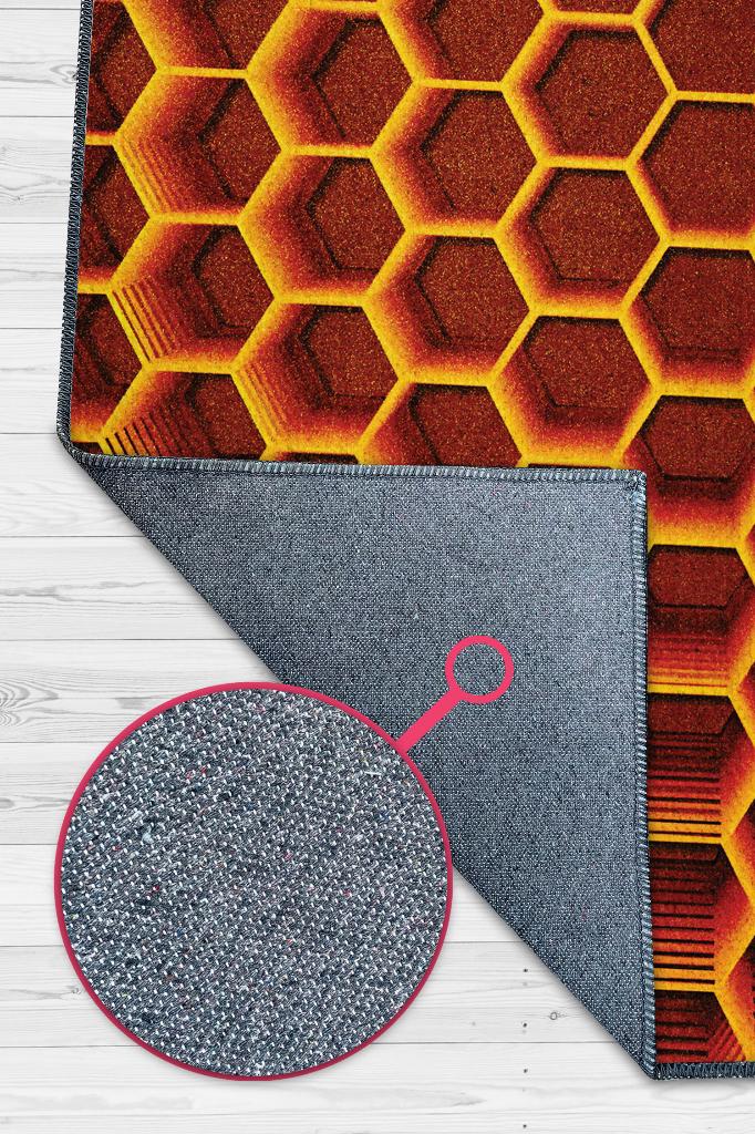 Homshtag 3D Petekler Dokuma Tabanlı Kırmızı Renkli Halı Hayvan Baskılı Renkli Mutfak Halısı