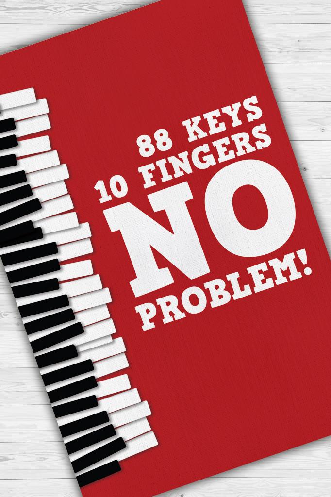 88 Tuş 10 Parmak Kırmızı Halı Piyano Müzik Sever Halı Art Müzik Halı Müzisyene Hediye Halı