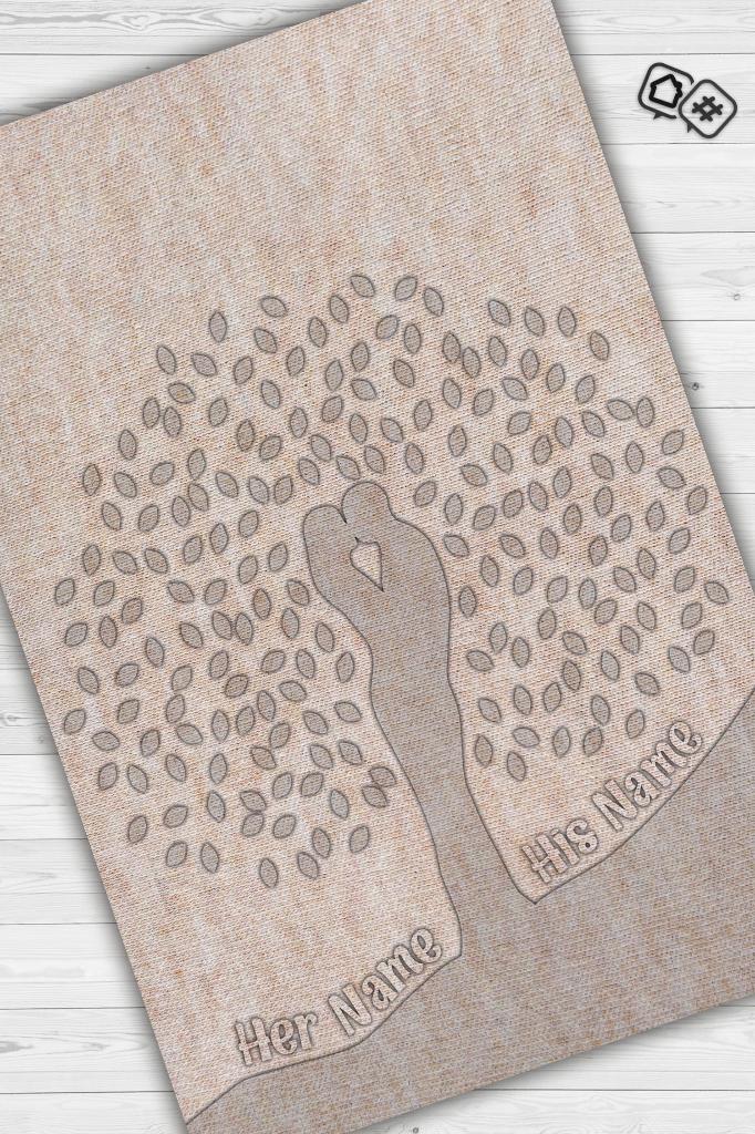 Ağaç Kişiye Özel Kişiselleştirilebilir Sevgi Halısı Bej Renk Hediyelik Sevgiliye Özel Halı