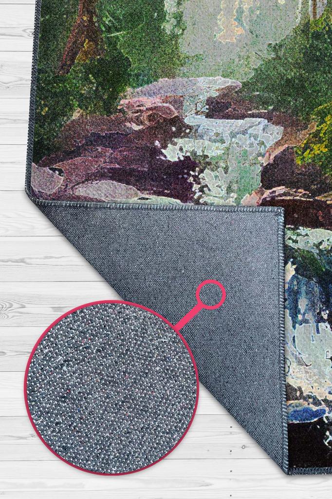 Akarsu Çok Renkli Halı Manzara Temalı Figürlü Salon Halısı Dijital Baskılı Tasarım Halı