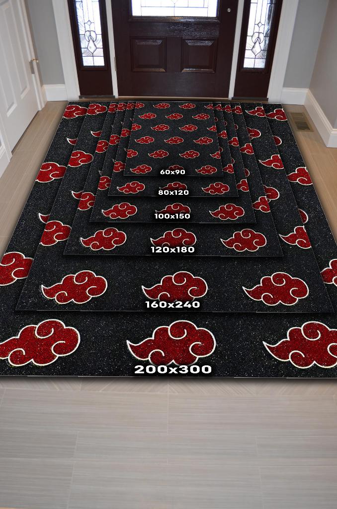 Akatsuki Clan Kırmızı Siyah Renkli Halı Anime Sever Hediyelik Halı Dokuma Anime Halısı