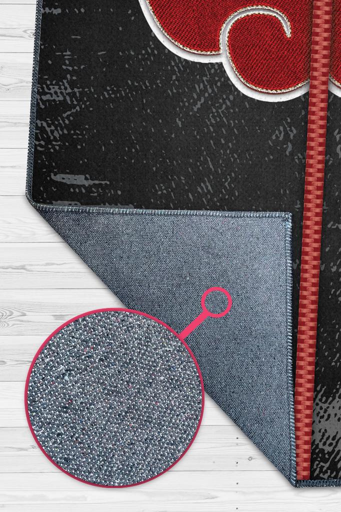 Akatsuki Kırmızı Siyah Renkli Halı Modern Halı Desenli Anime Sever Halı Hediyelik Halı