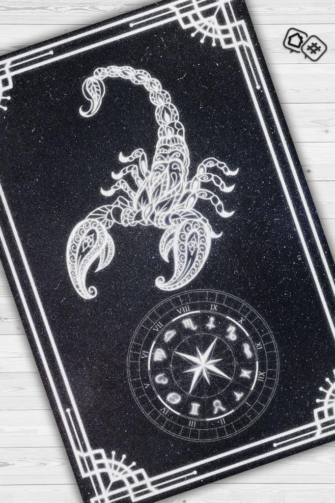 Akrep Burcu Astroloji Temalı Halı Burç Halısı Akrep Burcuna Hediyelik Halı Siyah Renk Halı
