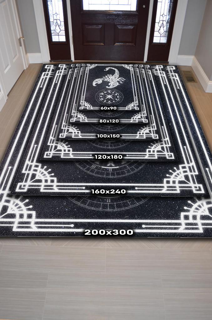 Akrep Burcu Astroloji Temalı Halı Burç Halısı Akrep Burcuna Hediyelik Halı Siyah Renk Halı