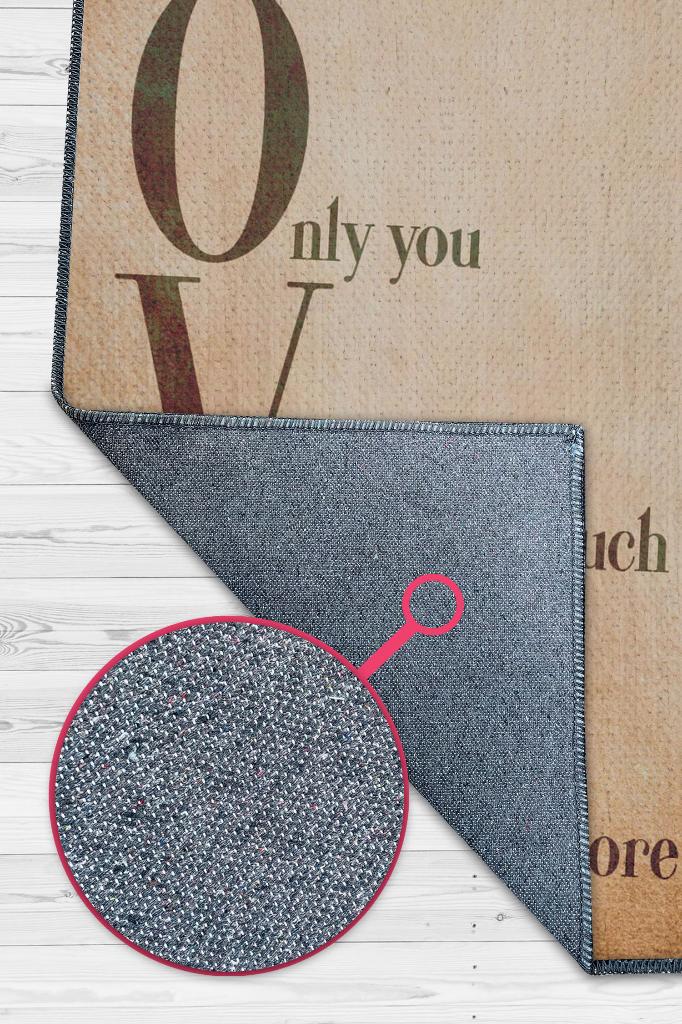 Akrostiş Sevgi Halısı Bej Renk Hediyelik Sevgiliye Özel Halı Figürlü Sevgili Temalı Halı