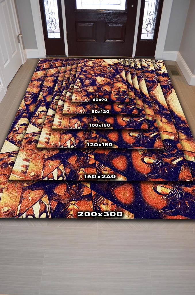 Allstars Çok Renkli Oyuncu Halısı Zemi Siyah Renk Gamer Temalı Dota Sever Hediyelik Halı