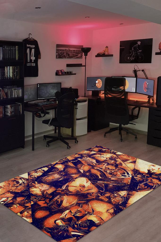 Allstars Çok Renkli Oyuncu Halısı Zemi Siyah Renk Gamer Temalı Dota Sever Hediyelik Halı