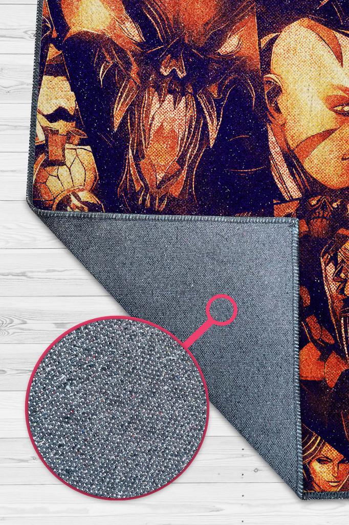 Allstars Çok Renkli Oyuncu Halısı Zemi Siyah Renk Gamer Temalı Dota Sever Hediyelik Halı