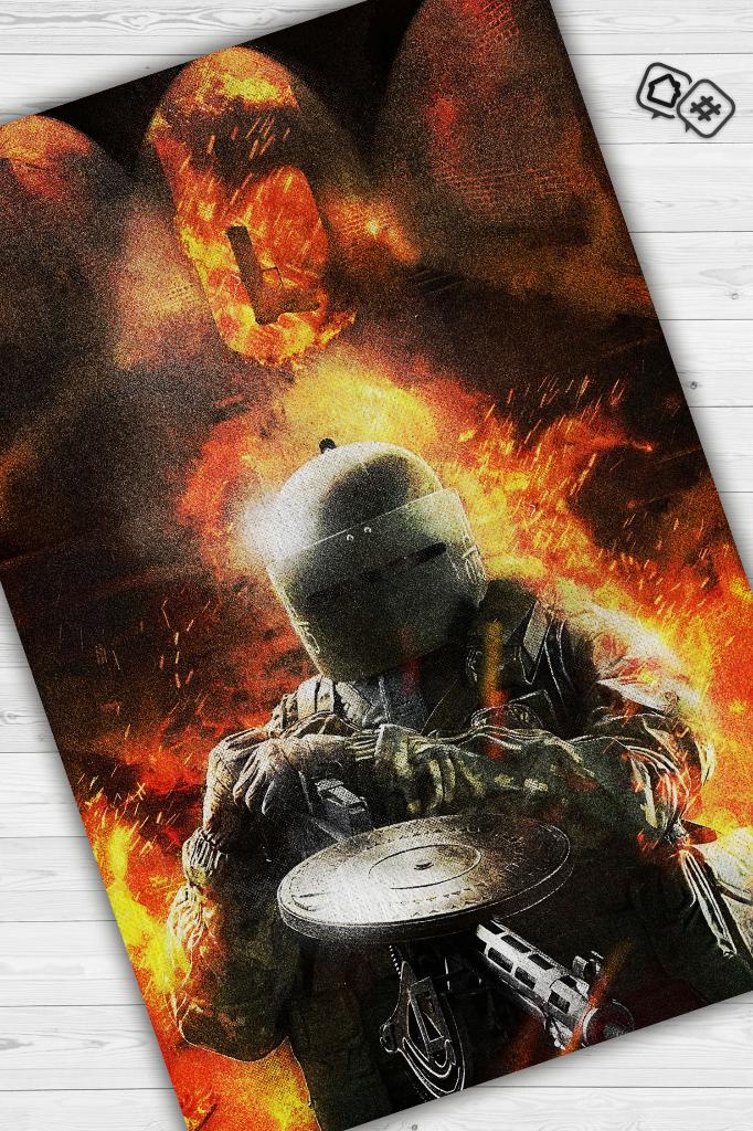 Altı Çok Renkli Oyuncu Halısı Zemini Siyah Renk Gamer Temalı Rainbow Six Siege Sever Halı