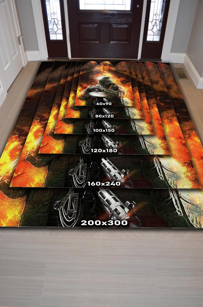 Altı Çok Renkli Oyuncu Halısı Zemini Siyah Renk Gamer Temalı Rainbow Six Siege Sever Halı