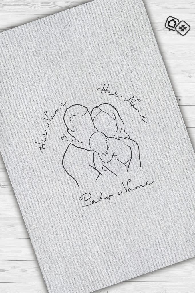 Anne Baba Bebek Kişiye Özel Kişiselleştirilebilir Dokuma Tabanlı Yıkanabilir Ev Halısı