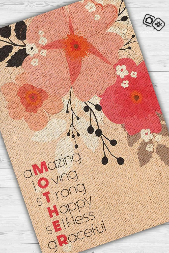 Annelik Özellikleri Çok Renkli Çicekli Halı Dijital Baskı Salon Halısı Anneye Özel Halı