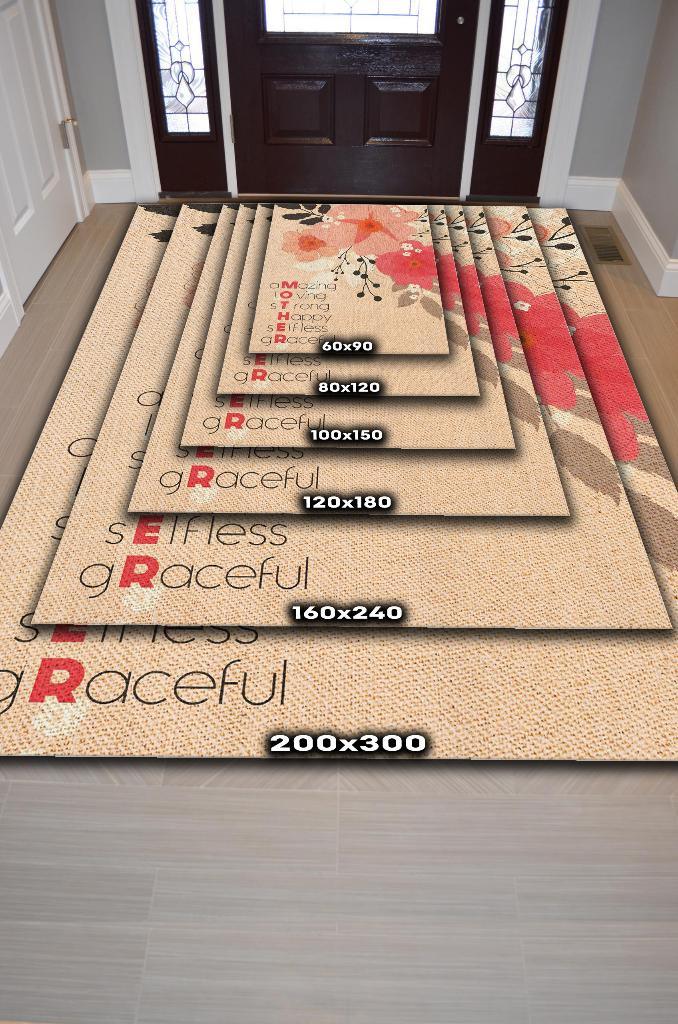 Annelik Özellikleri Çok Renkli Çicekli Halı Dijital Baskı Salon Halısı Anneye Özel Halı