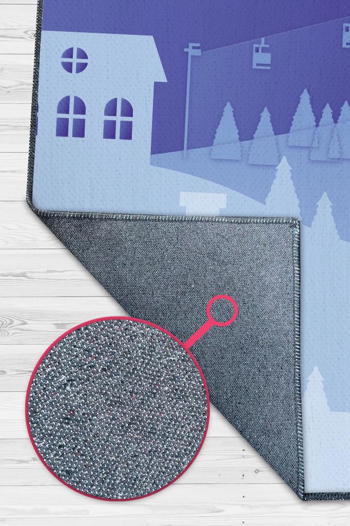 Aşk Huzur Keyif Mor Renkli Geometrik Yeni Yıl Parti Halısı Yılbaşı Temalı Hediyelik Halı