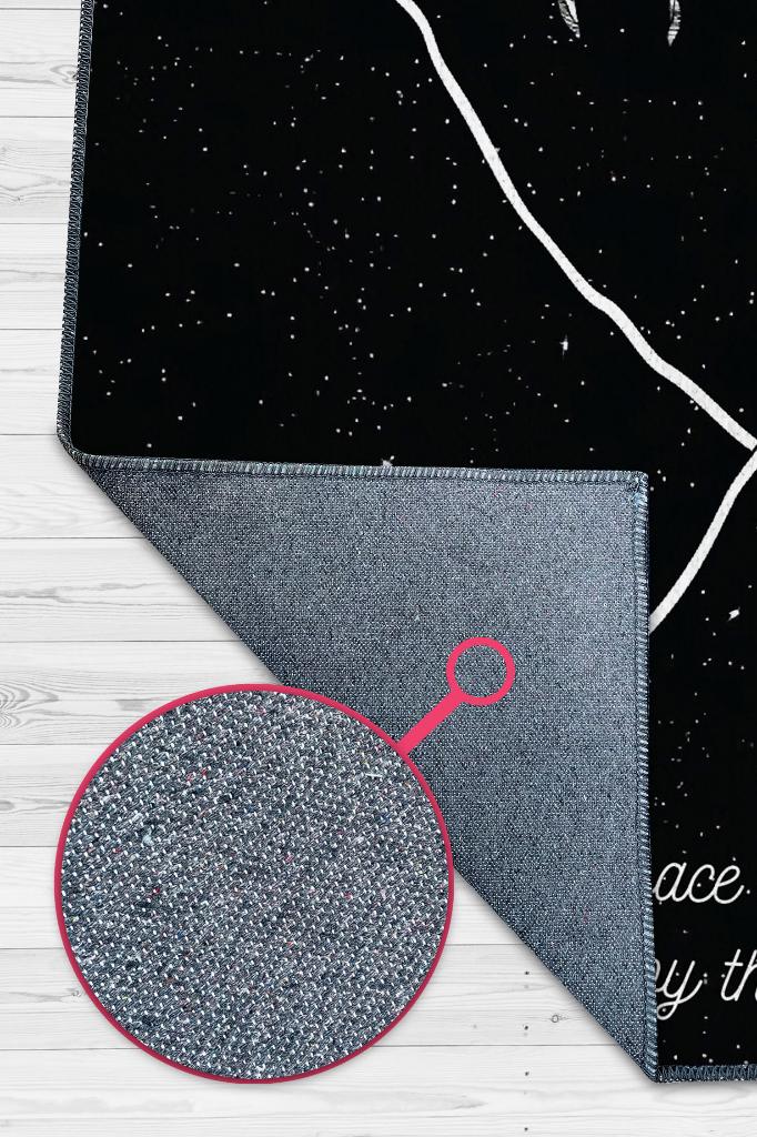 Aşk Uzayı Siyah Beyaz Renkli Halı Aşk Temalı Modern Halı Sevgiliye Hediye Uzay Temalı Halı