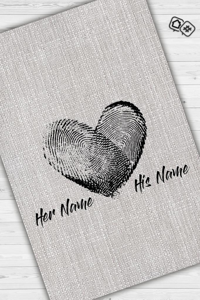 Aşkın İzi Kişiye Özel Kişiselleştirilebilir Halı Gri Renk Hediyelik Sevgiliye Özel Halı