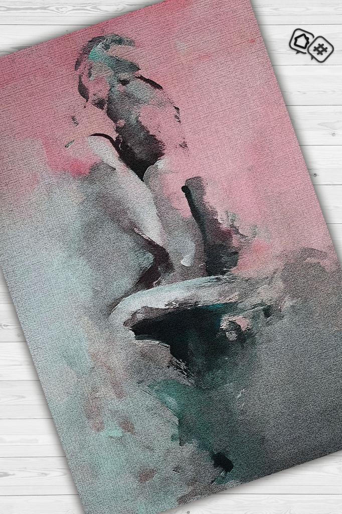 Aşkın Ruhu Pembe Gri Renkli Halı Soyut Desenli Sevgiliye Hediyelik Halı Dekoratif Halı