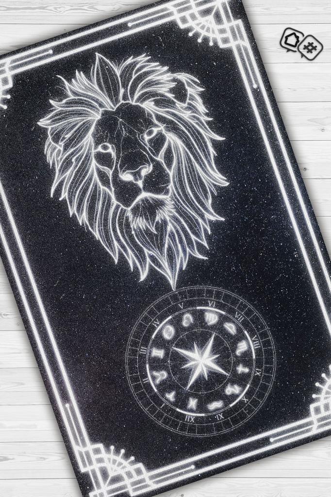 Aslan Burcu Astroloji Temalı Halı Burç Halısı Aslan Burcuna Hediyelik Halı Siyah Renk Halı