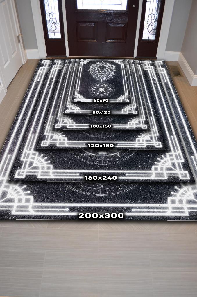 Aslan Burcu Astroloji Temalı Halı Burç Halısı Aslan Burcuna Hediyelik Halı Siyah Renk Halı